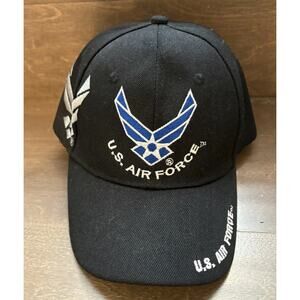 US Air Force Cap‎ Hat Black Mens One Size Black Eagle Hook Loop Adjustable